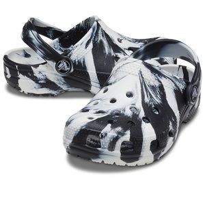 Crocs kids clog toddler black & white marbled tie dye